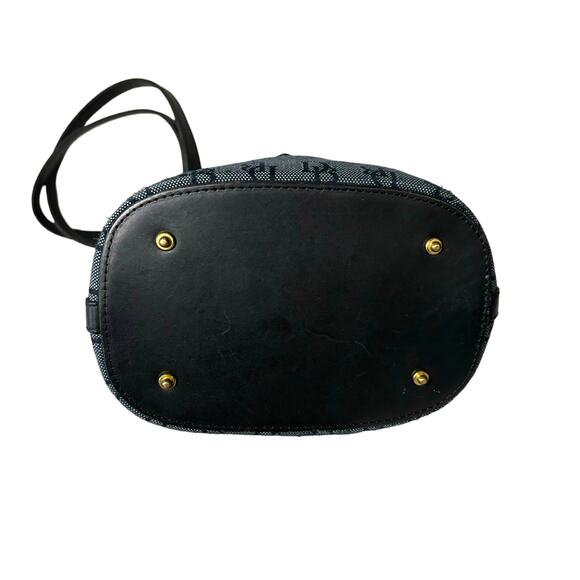 Dooney & Bourke Blue Canvas Bucket Bag Shoulder Handbag Leather Monogram - Picture 8 of 15